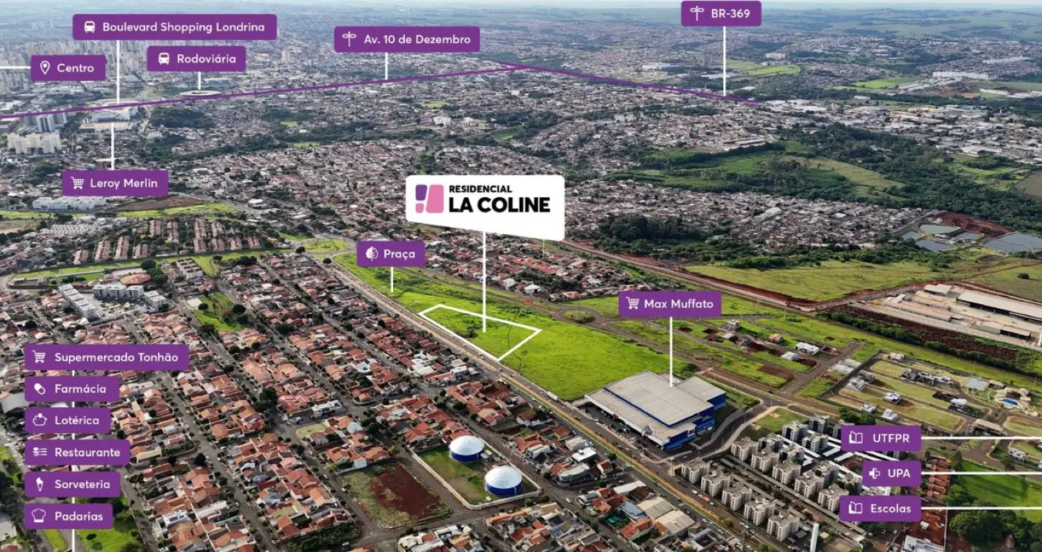 Mapa de localização do La Coline na Zona Leste de Londrina
